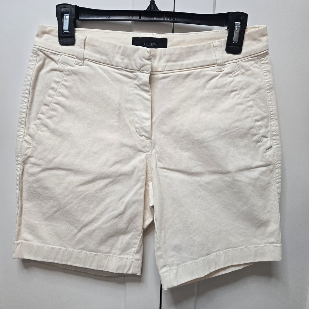 J.Crew Women's Chino Shorts Size 2 Ivory‎ Stretch Cotton Casual Summer NWT